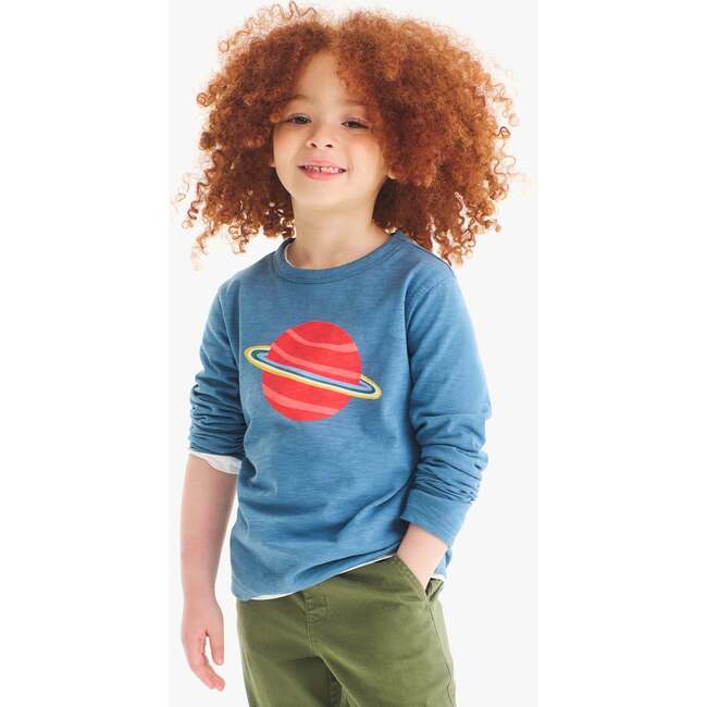 Kids Long Sleeve Saturn Tee, Moonlight - T-Shirts - 2