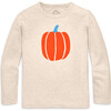 Kids Long Sleeve Pumpkin Tee, Oat - T-Shirts - 1 - thumbnail