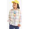 Kids Long Sleeve Rainbow Flannel Button Down, Rainbow Plaid - Button Downs - 2