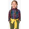 Kids Long Sleeve Rainbow Plaid Button Down, Navy / Rainbow Plaid - Button Downs - 3