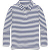Kids Long Sleeve Polo In Stripe, Sunwashed Navy / Ivory Stripe - Polo Shirts - 1 - thumbnail