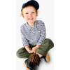 Kids Long Sleeve Polo In Stripe, Sunwashed Navy / Ivory Stripe - Polo Shirts - 3