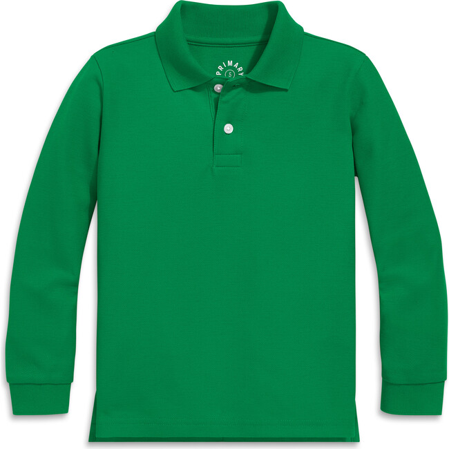 Kids Long Sleeve Pique Polo, Grass