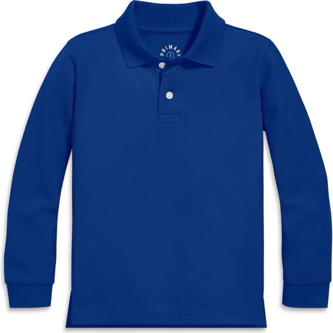 Kids Long Sleeve Pique Polo, Cobalt