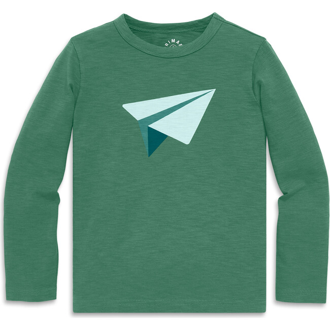 Kids Long Sleeve Paper Plane Tee, Chive