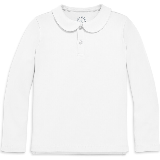 Kids Long Sleeve Peter Pan Polo, White