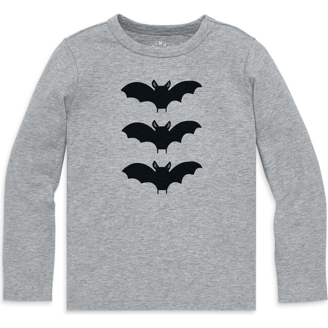 Kids Long Sleeve Bat Tee, Heather Grey
