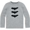 Kids Long Sleeve Bat Tee, Heather Grey - T-Shirts - 1 - thumbnail
