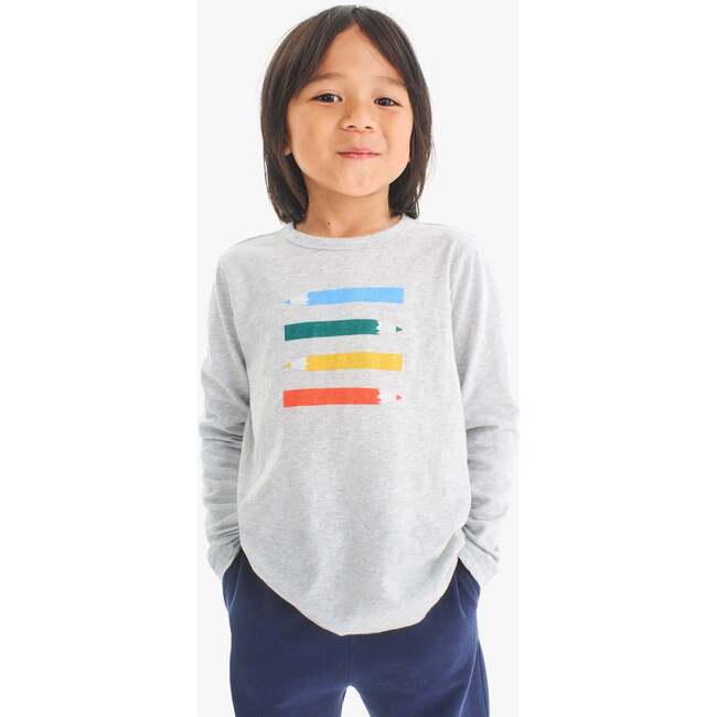 Kids Long Sleeve Colored Pencils Tee, Heather Silver - T-Shirts - 2