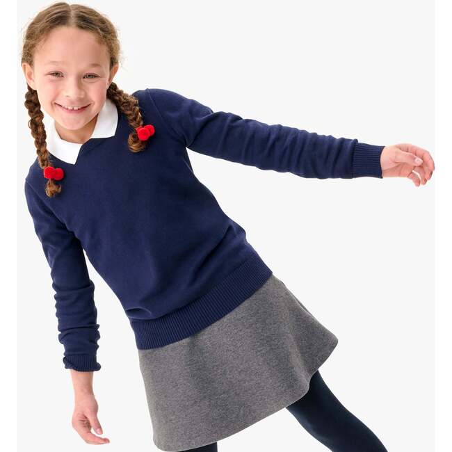 Kids Crewneck Sweater, Navy - Sweaters - 2