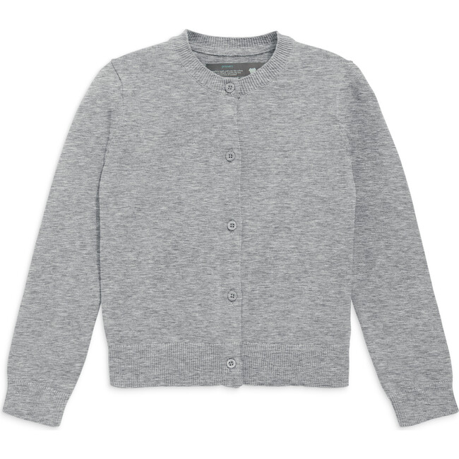Kids Cotton Cardigan, Heather Gray