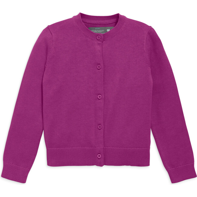 Kids Cotton Cardigan, Boysenberry