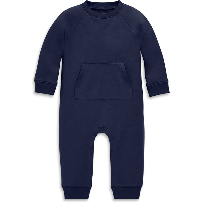 Baby Sweatshirt Romper, Navy