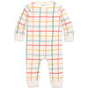 Baby Sweatshirt Romper In Rainbow Grid, Oat Multi Grid - Rompers - 1 - thumbnail