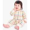 Baby Sweatshirt Romper In Rainbow Grid, Oat Multi Grid - Rompers - 2