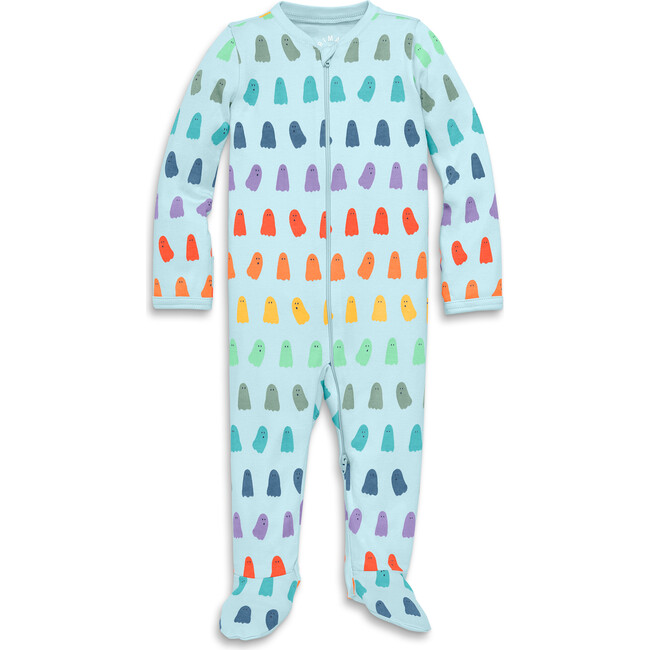 Baby Organic Zip Footie In Rainbow Ghosts, Saltwater Rainbow Ghosts