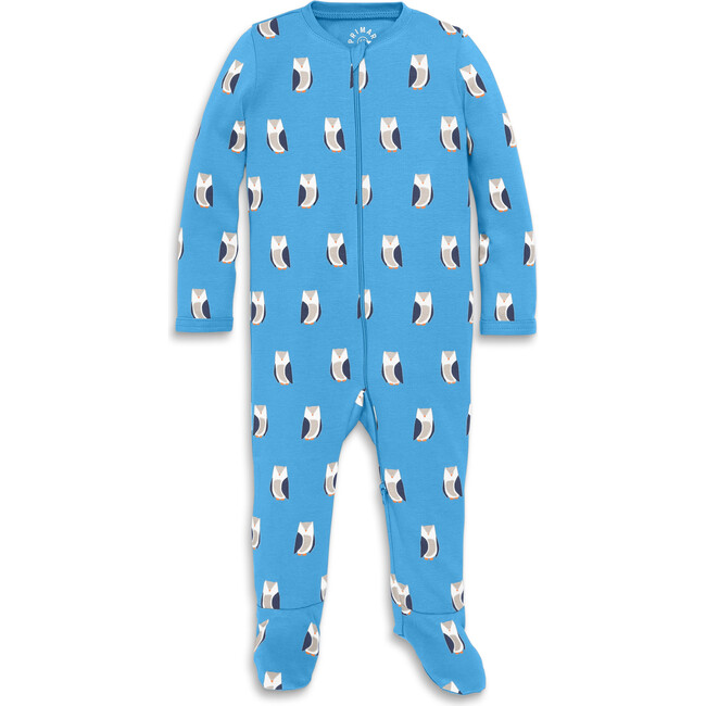 Baby Organic Footie In Owls, Cornflower Owls