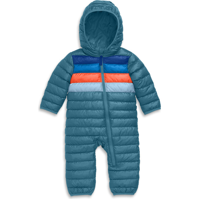 Baby Lightweight Puffer Suit In Stripe, Slate Blue Placed Stripe