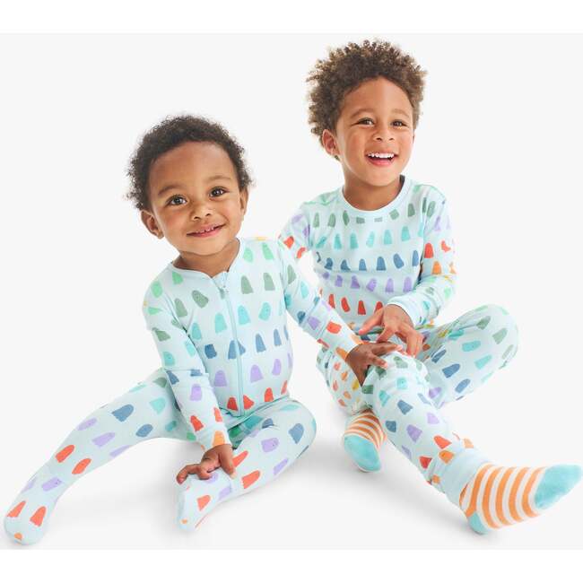 Baby Organic Zip Footie In Rainbow Ghosts, Saltwater Rainbow Ghosts - Footie Pajamas - 3