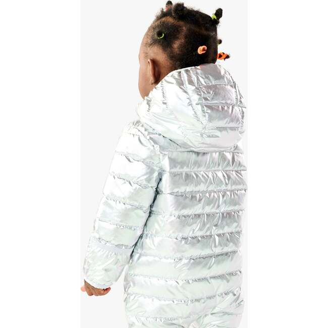 Baby Lightweight Puffer Suit In Silver, Silver - Snowsuits - 2