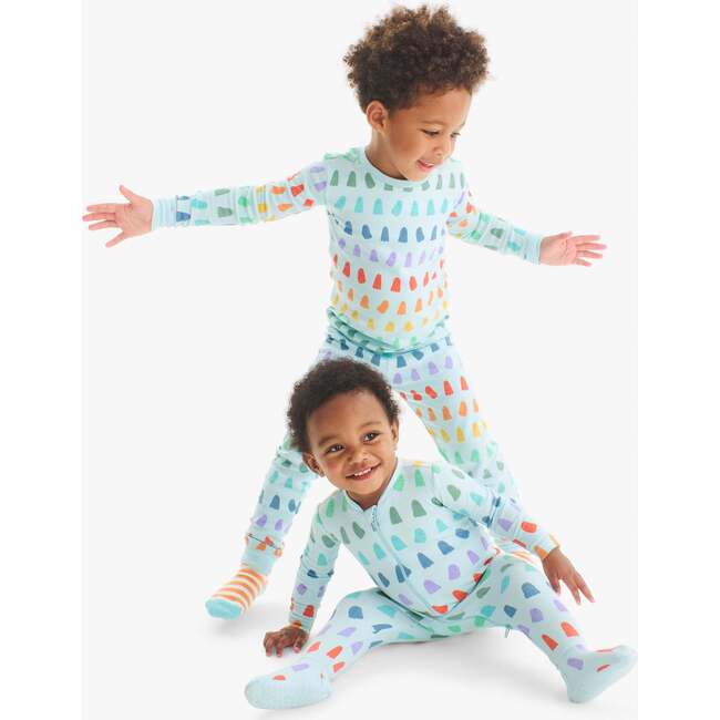 Baby Organic Zip Footie In Rainbow Ghosts, Saltwater Rainbow Ghosts - Footie Pajamas - 4