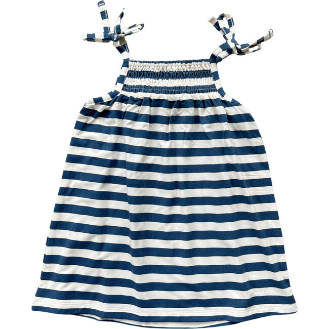 Smocked Summer Dress Naval Stripe