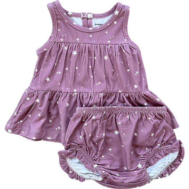 Double Peplum Tank Set Mini Stars in Dusty Mauve