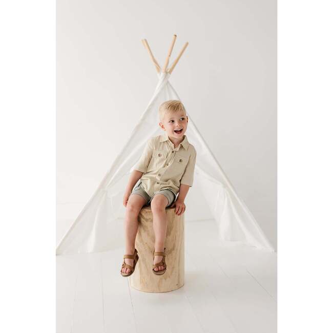 Boy's Utility Shirt Stripe in Toffee - Button Downs - 4