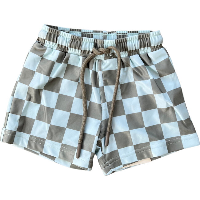 Boy's Swim Shorts Checker in Seagrass