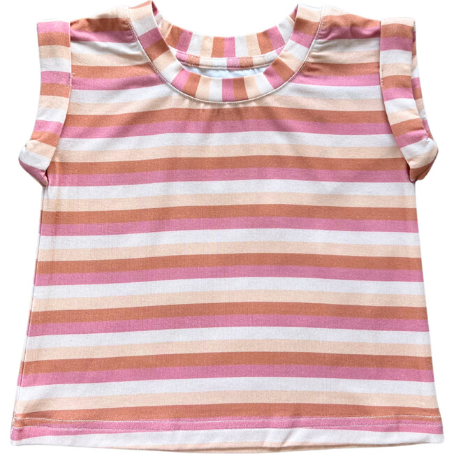 Roll Sleeve Top Tropical Stripe