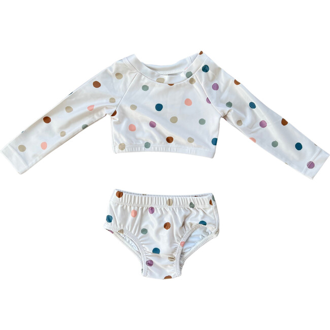 Girl's Two-Piece Crop Swimsuit Spring Polka Dots