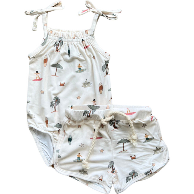 Tie Tank Bodysuit & Shorts Set Take Me To The Beach