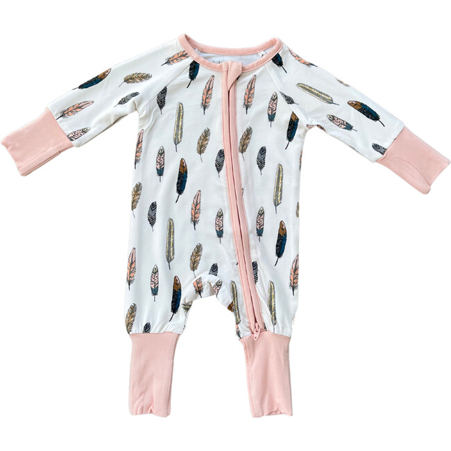 Long Sleeve Zip Romper Feather