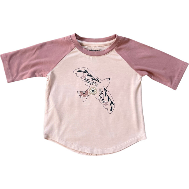 3/4 Sleeve Baseball Tee Floral Bird