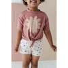 Girl's Tie Front Shirt Heart in Toffee - Blouses - 5