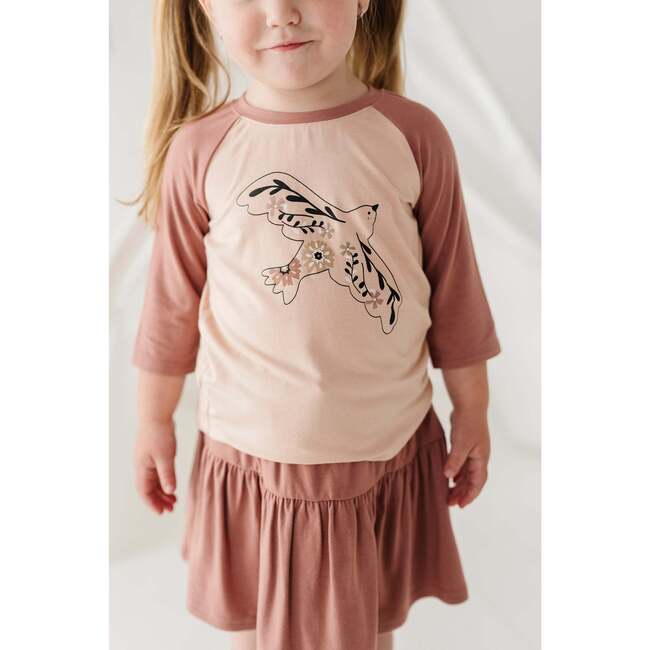 3/4 Sleeve Baseball Tee Floral Bird - T-Shirts - 6