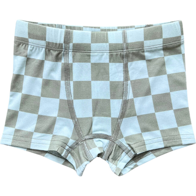 Boy's Boxer Checker in Seagrass