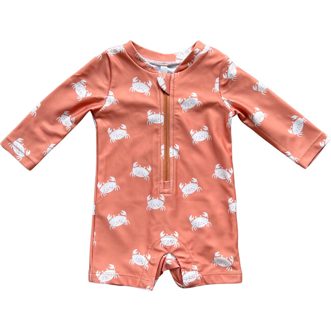 Baby One-Piece Rash Guard Swimsuit Crab in Sunset