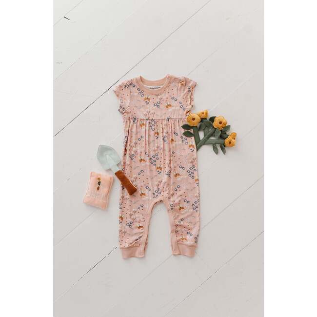 Girl's Short Sleeve Pant Romper Checker in Burlwood - Rompers - 2