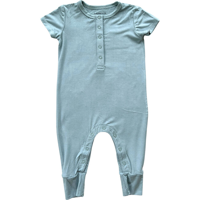 Short Sleeve Henley Romper Storm