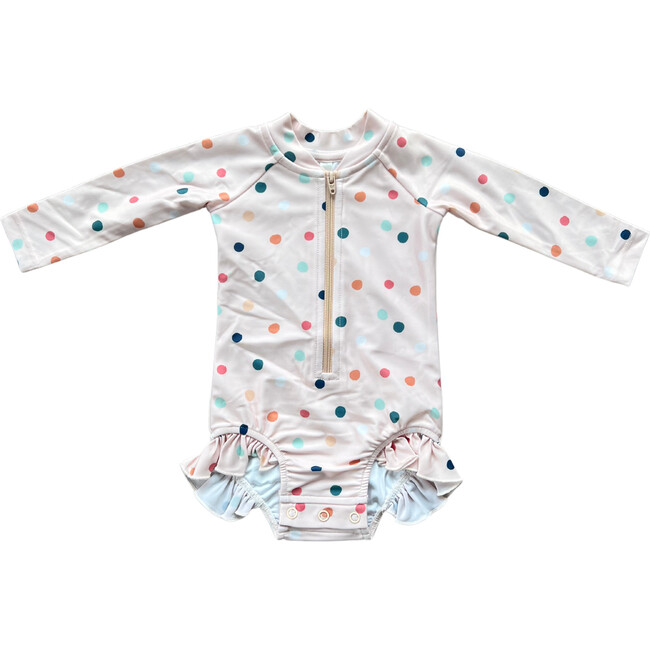 Girl's One-Piece Ruffle Rash Guard Swimsuit Summer Polka Dots
