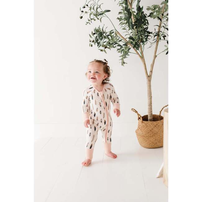 Long Sleeve Zip Romper Checker in Burlwood - Rompers - 5