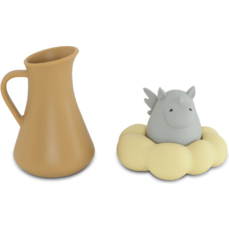Silicone Unicorn Bath Toy Set, Almond/Blue