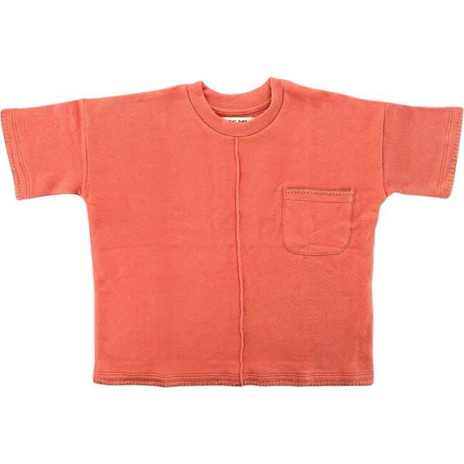 Hand-Embroidered French Terry Top, Sunset Clay