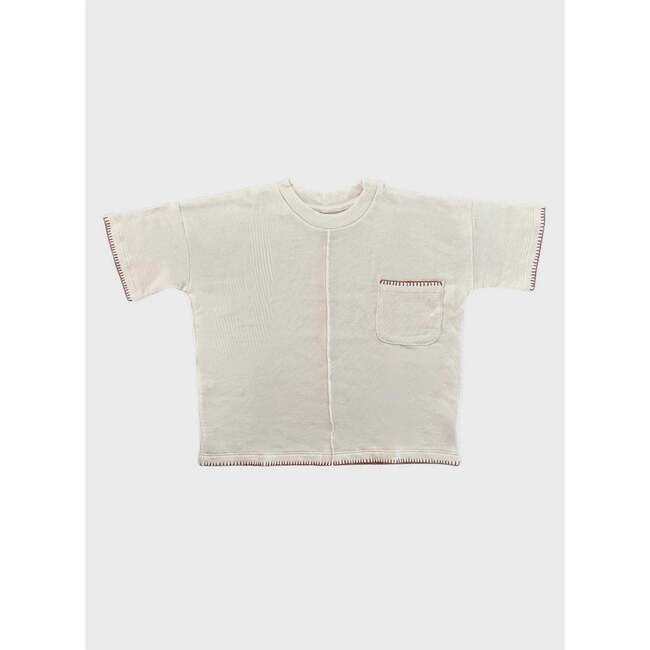 Hand-Embroidered French Terry Top, Coconut