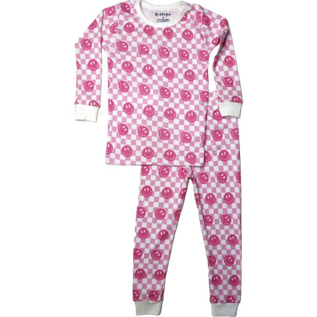 Kids Pajamas, Pink Checkered Smile