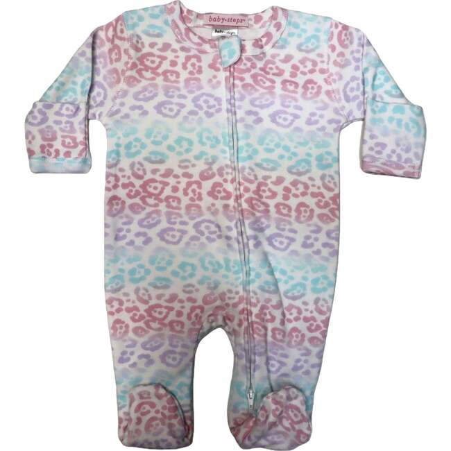 Baby Two-Way Zipper Footie, Rainbow Cheetah