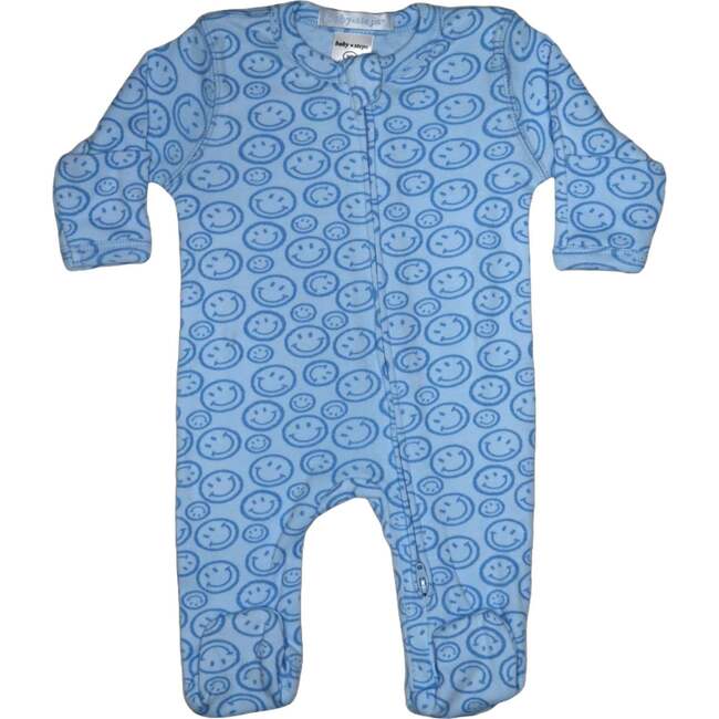 Baby Two-Way Zipper Footie, Blue Chalk Smile