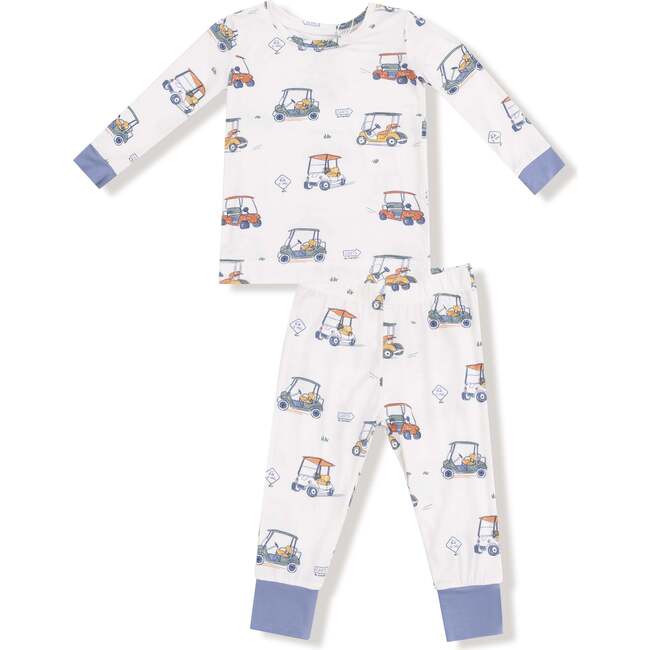 Long Sleeve Loungewear Set, White/Blue Golf Carts