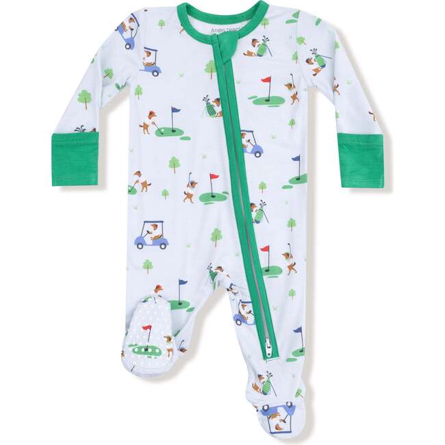 2 Way Zipper Footie, Dog Green Golf